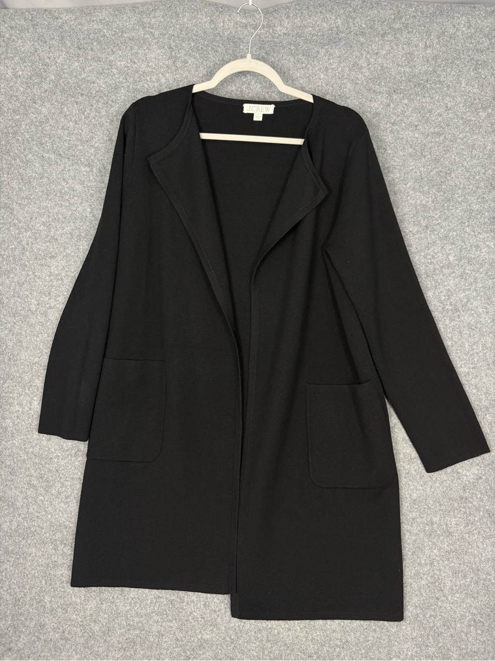 J.Crew Black Merino Wool Longline Cardigan Blazer S